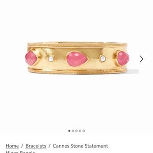 Julie Vos Cannes Stone Statement Hinge Bangle in Iridescent Peony Pink